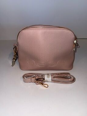 bebe Powder Pink Crossbody Bag with Gold Hardware